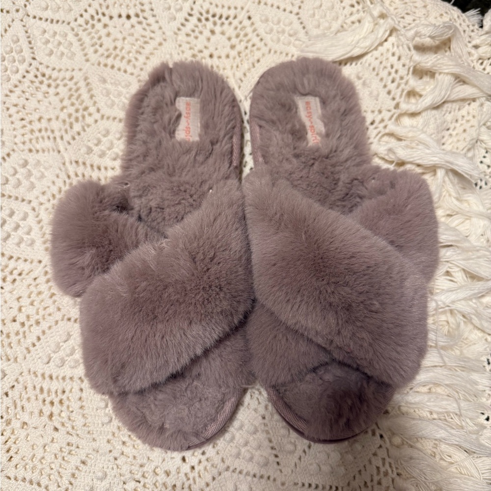 Fuzzy Crisscross Slippers